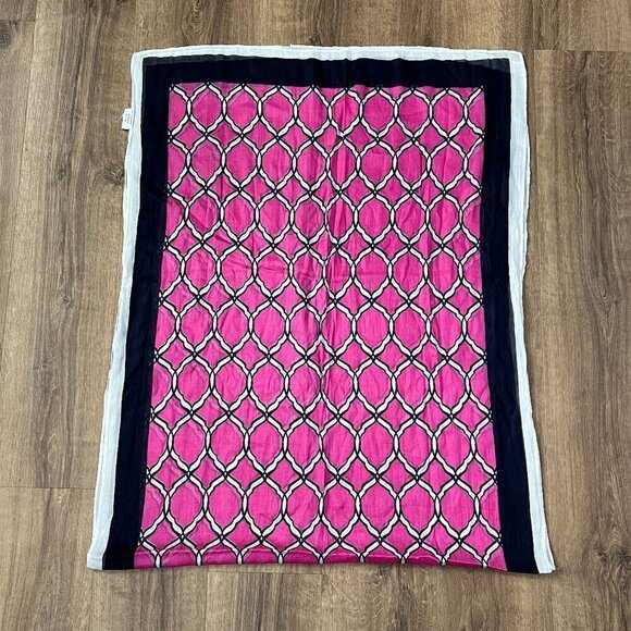 Crown & Ivy Pink and Navy Trellis Print Oversized Lightweight Scarf - Picture 5 of 8